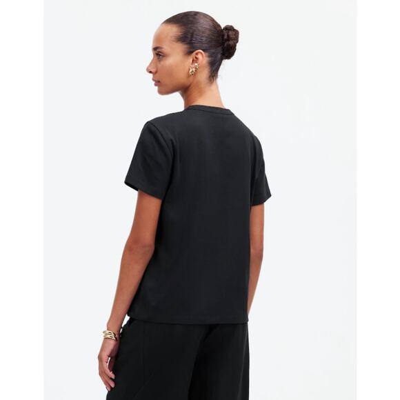 Madewell The Perfect Crewneck Tee WMNS L Black Cotton Short Sleeve Lightweight - Picture 3 of 8